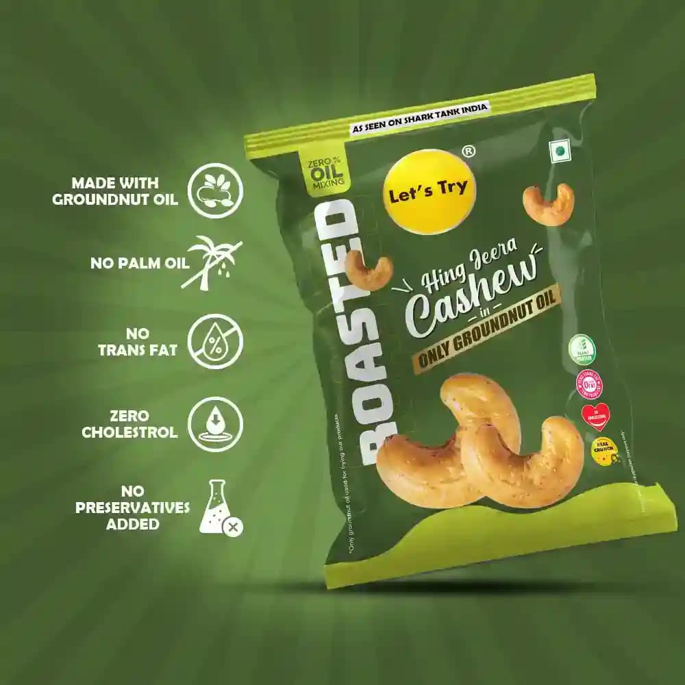 Roasted Hing Jeera Cashew ā No Palm Oil, No Maida, No Artificial Flavour | Healthy Indian Snack | Let's Try Foods