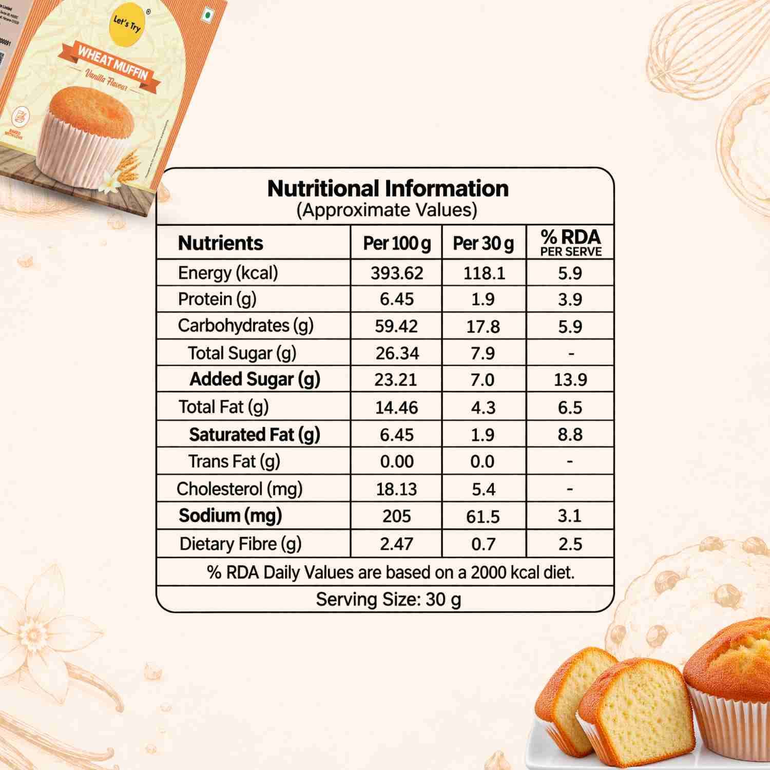 Vanilla Muffin Nutrition Facts – Calories & Ingredients | Healthy Healthy Baked Snack | Let's Try Foods