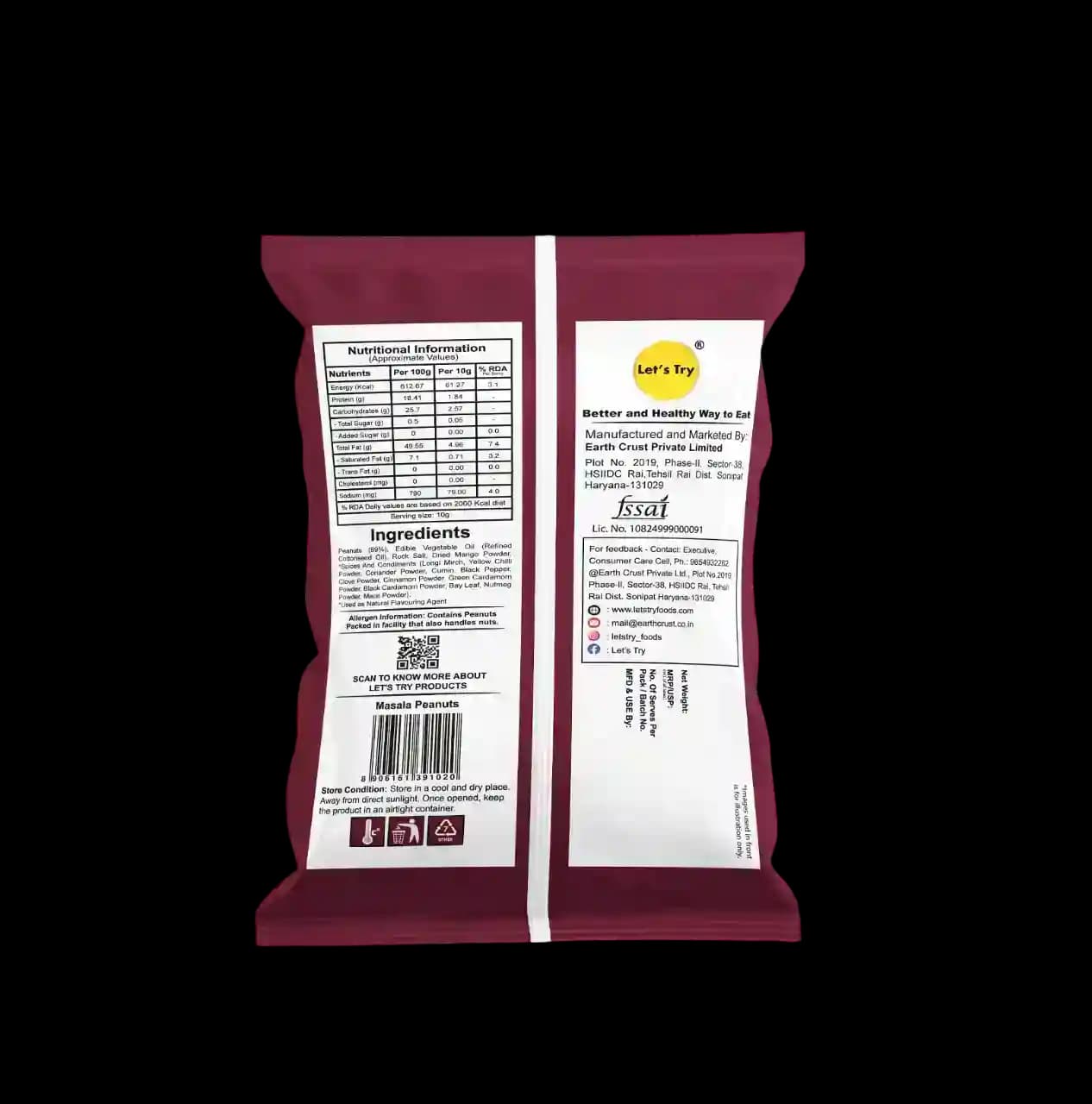 Masala Peanut Ingredients & Nutritional Label β No Palm Oil, No Maida Clean Label Healthy Roasted Nuts | Let's Try Foods