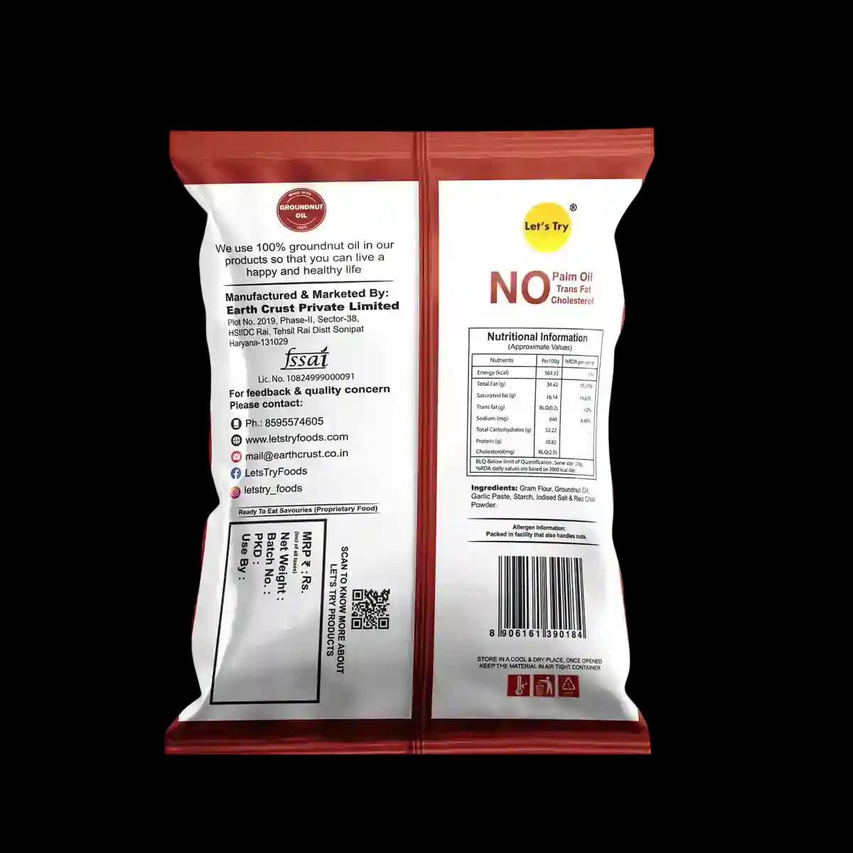 Garlic Bhujia Ingredients & Nutritional Label β No Palm Oil, No Maida Clean Label Healthy Namkeen | Let's Try Foods