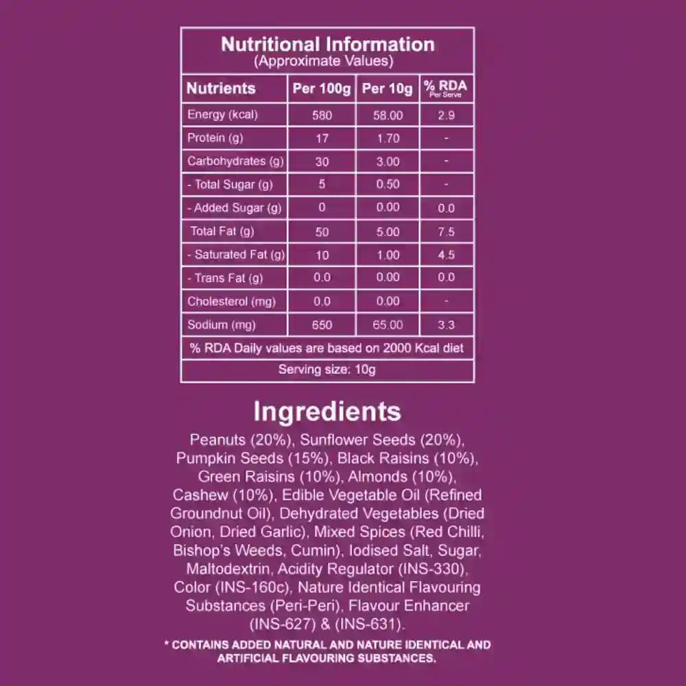 Peri Peri Snack Mix Nutrition Facts – Calories & Ingredients | Healthy Healthy Indian Mixture | Let's Try Foods