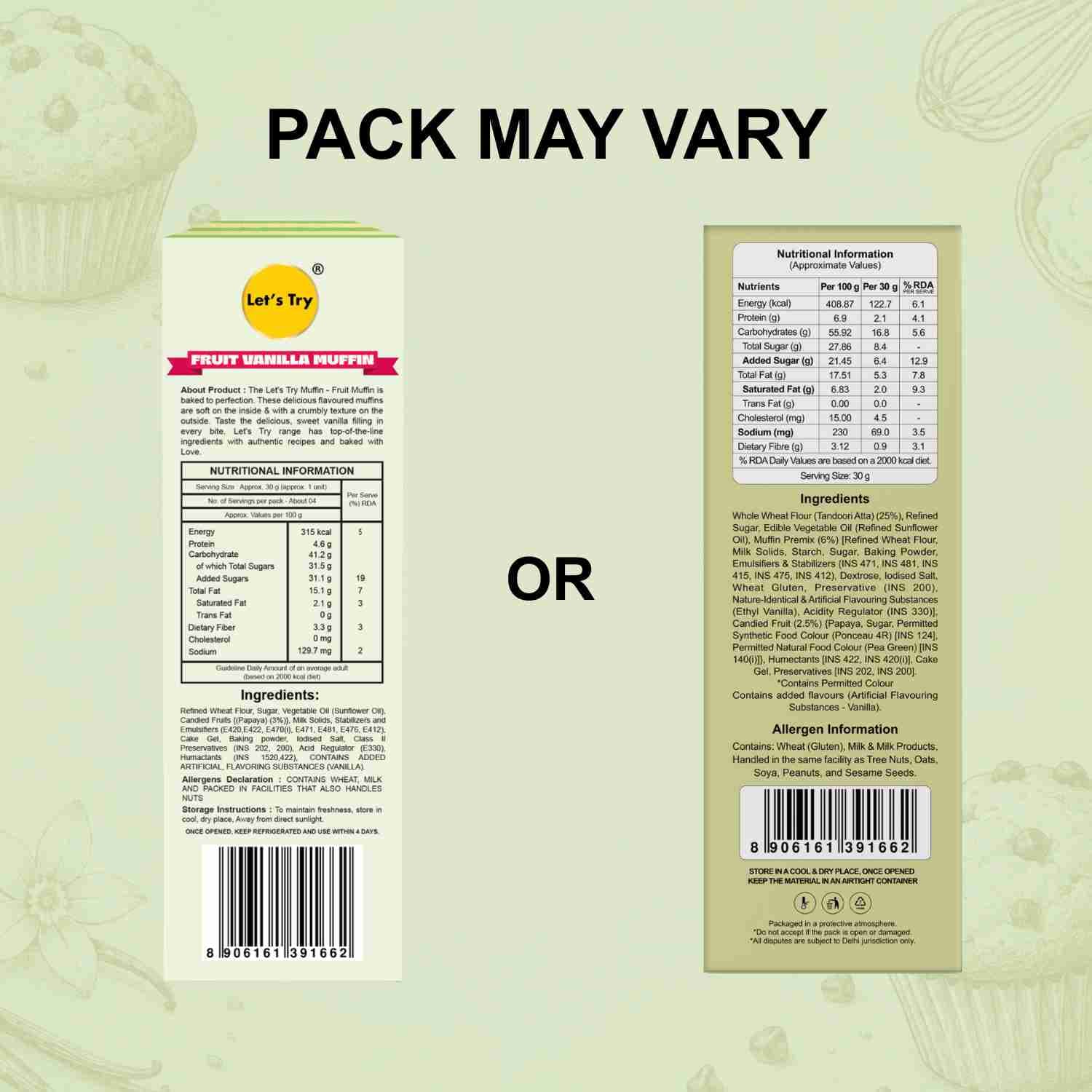 Wheat Muffin Fruit Vanilla Flavour ingredients pack may vary