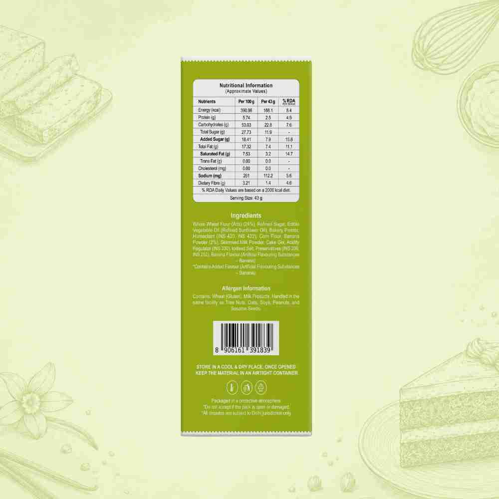 Banana Cake Ingredients & Nutritional Label – No Maida, No Palm Oil Clean Label Healthy Baked Snack | Let's Try Foods