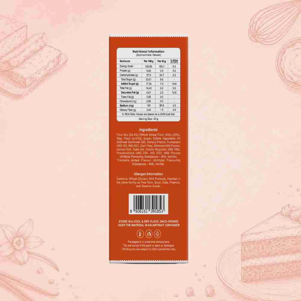 Atta Ragi Cake Back Label – Ingredients & Nutritional Info | Healthy Healthy Baked Snack | Let's Try Foods