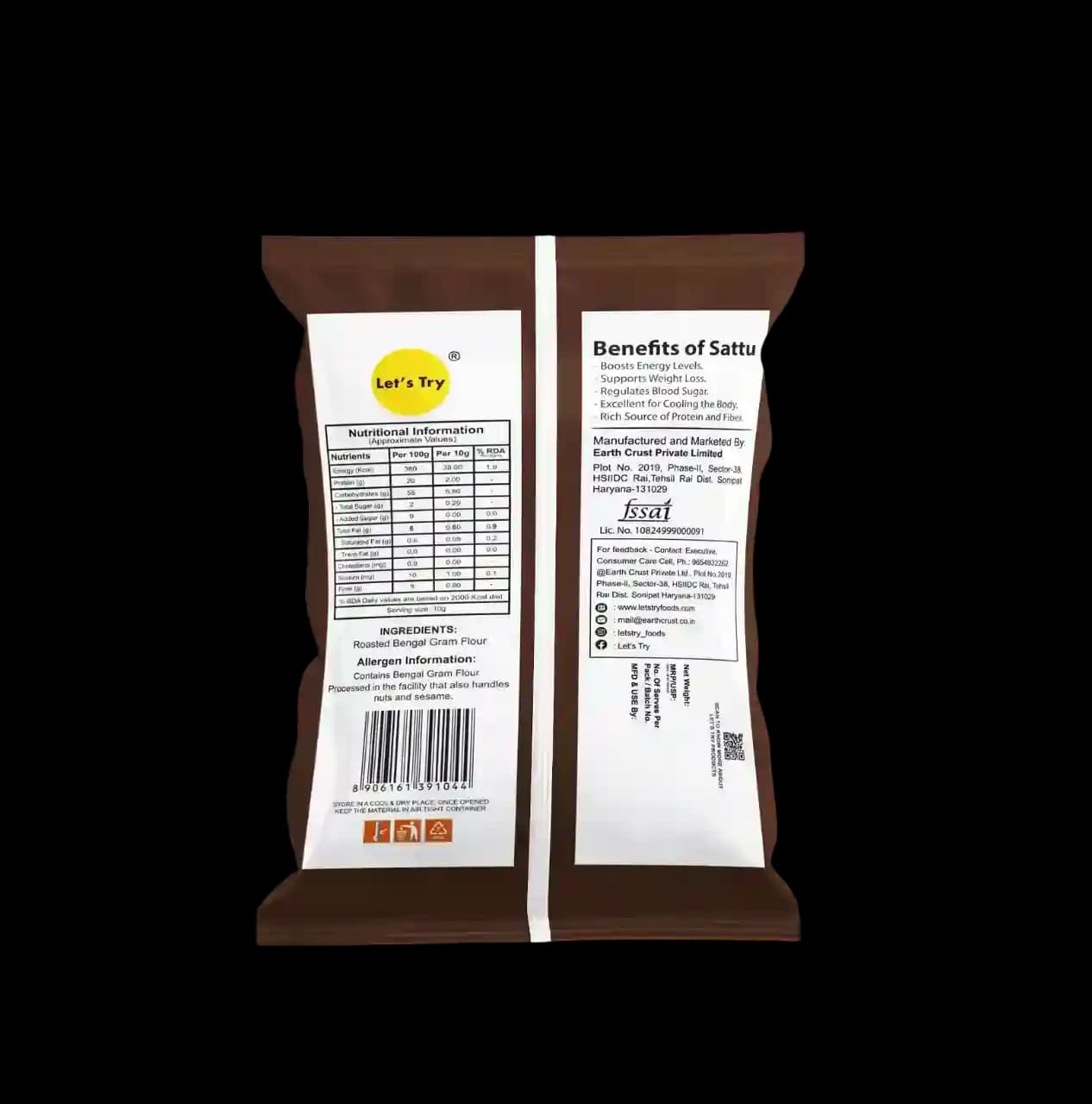 Sattu Ingredients & Nutritional Label – No Palm Oil, No Maida Clean Label Healthy Protein Sattu | Let's Try Foods
