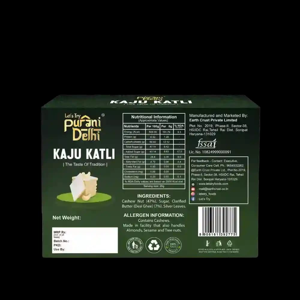 Purani Delhi - Kaju Katli Ingredients & Nutritional Label β No Palm Oil, No Maida Clean Label Traditional De | Let's Try Foods