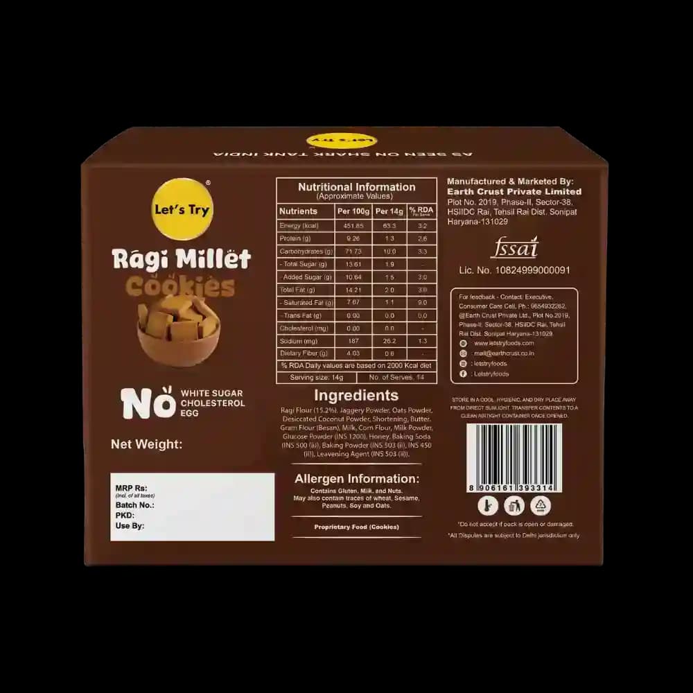 Ragi Millet Cookies Ingredients & Nutritional Label β No Maida, No Palm Oil Clean Label Healthy Cookies | Let's Try Foods