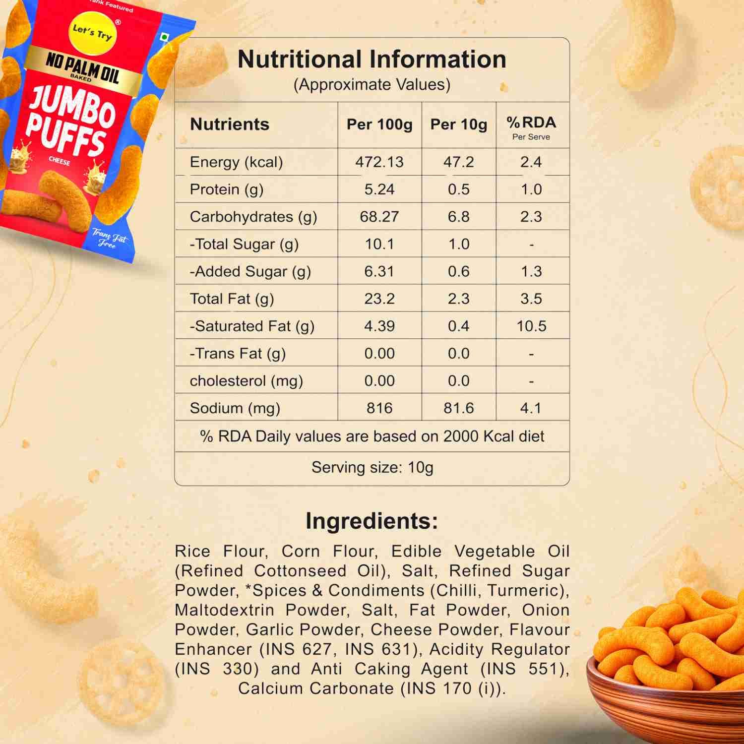 Jumbo Puffs Nutrition Facts – Calories & Ingredients | Healthy Healthy Puff Snack | Let's Try Foods