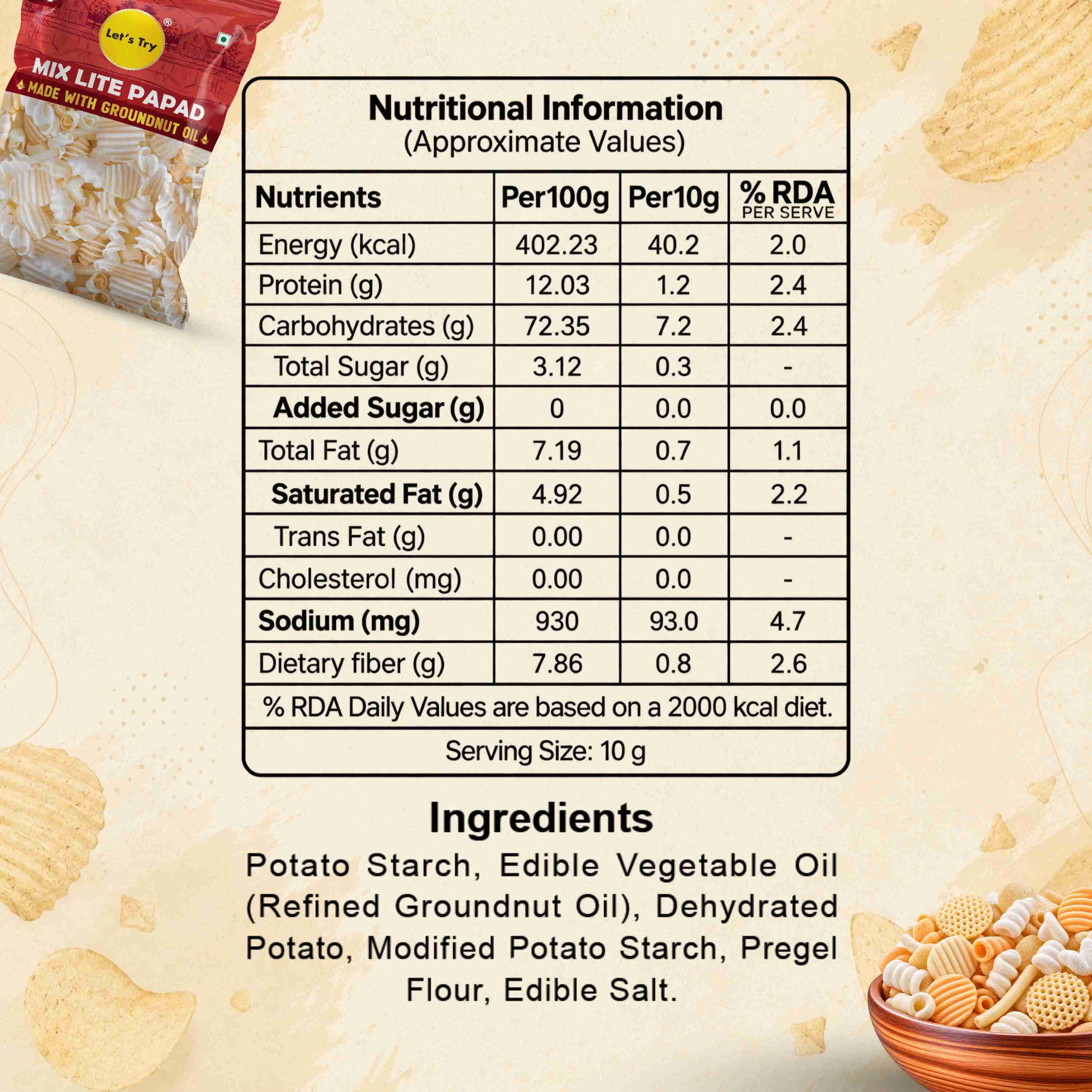 Mix Lite Papad Nutrition Facts – Calories & Ingredients | Healthy Healthy Indian Mixture | Let's Try Foods
