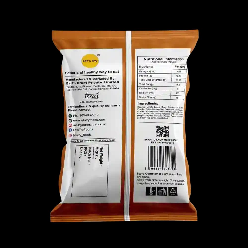Hing Jeera Chana Roasted Ingredients & Nutritional Label β No Palm Oil, No Maida Clean Label Healthy Roasted | Let's Try Foods